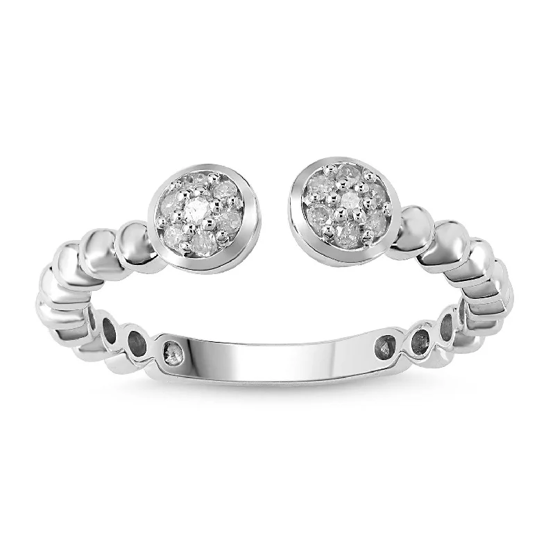 Open Bead Stackable Ring with 0.05ct of Diamonds in 9ct White Gold