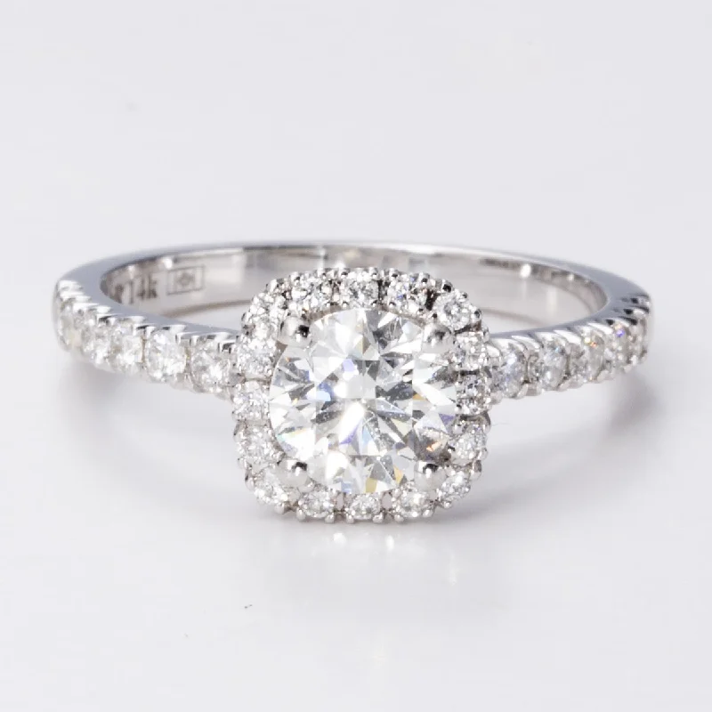 Canadian Diamond Halo White Gold 14k Ring | 1.20ctw | SZ 5.75