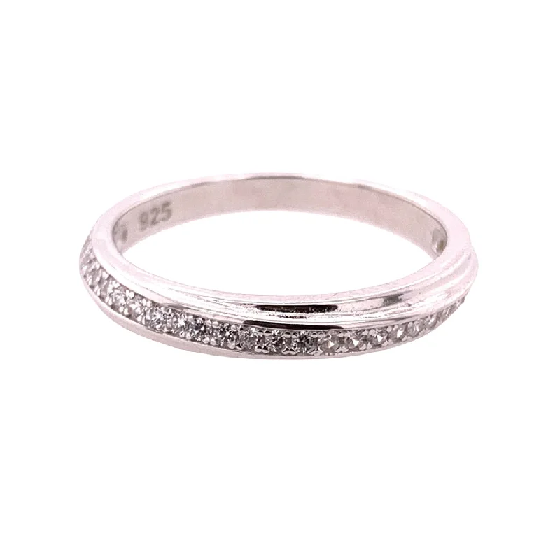 Sterling Silver Cubic Zirconia Diagonal Set Ring