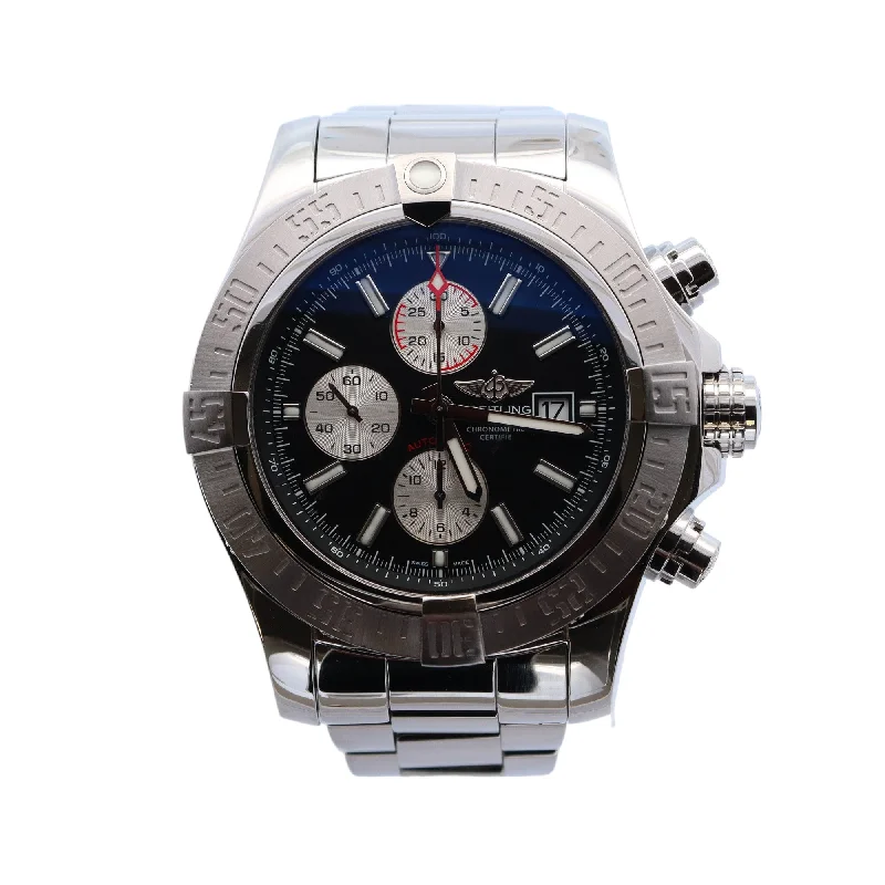 Breitling Super Avenger II Stainless Steel 48mm Black Chronograph Dial Watch Reference #: A13371