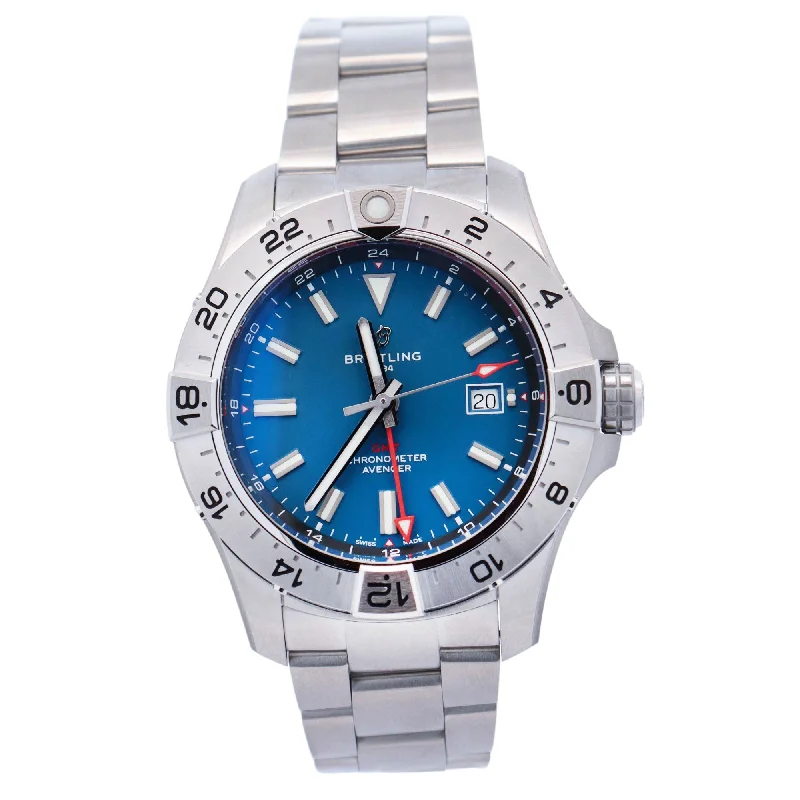 Breitling Chronomat GMT 44MM Stainless Steel Blue Stick Dial Watch Reference# A32320