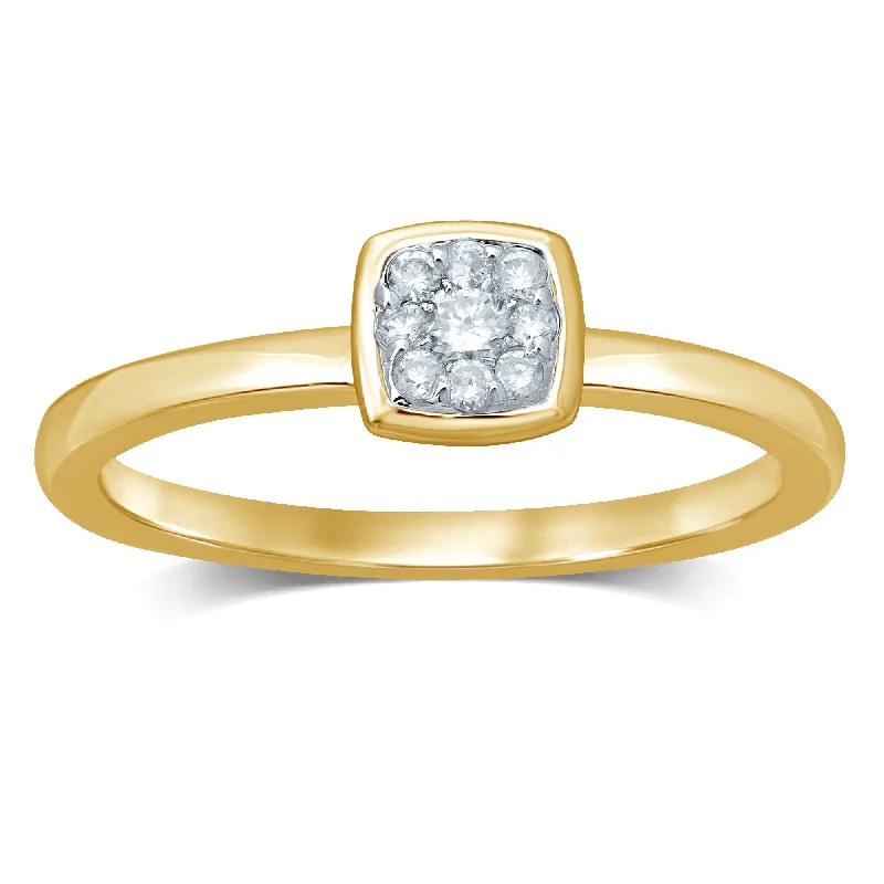 Meera Bezel Square Shape Ring with 0.10ct of Laboratory Grown Diamonds in 9ct Yellow Gold