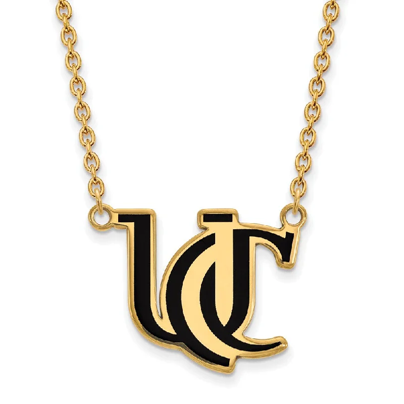 14k Gold Plated Silver U of Cincinnati Lg Enamel Logo Necklace