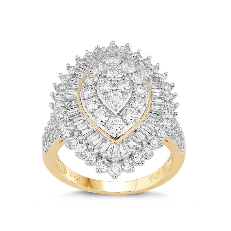 Meera Marquise Shape Ring with 3.00ct of Laboratory Grown Diamonds in 9ct Yellow Gold