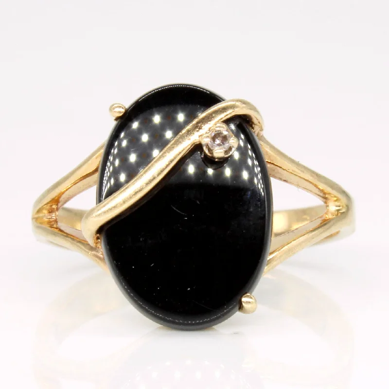 Onyx & Diamond Cocktail Ring | 2.35ct, 0.01ct | SZ 6.75 |