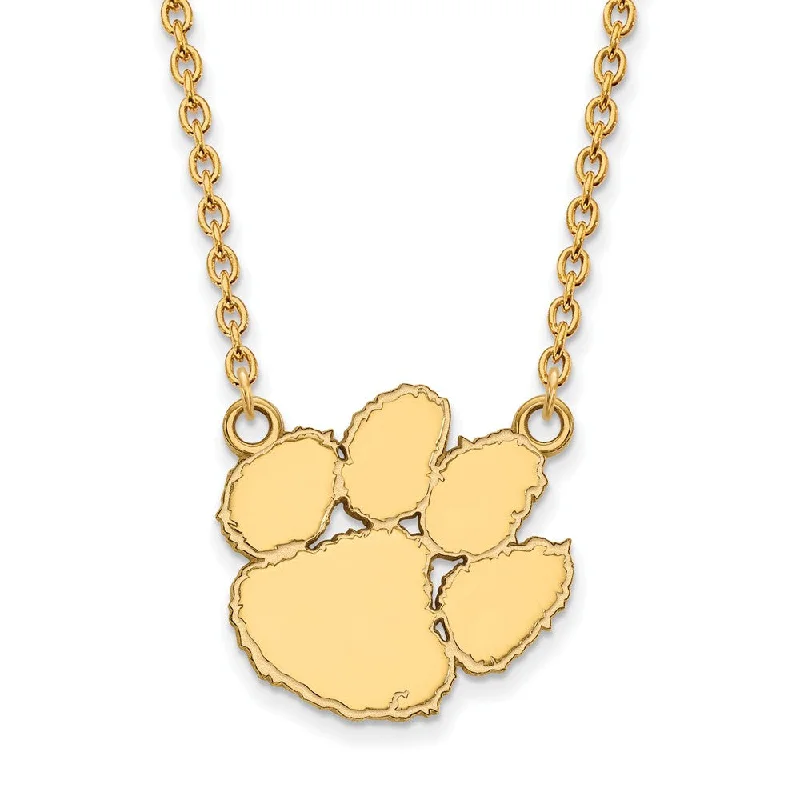 14k Gold Plated Silver Clemson U Large Pendant Necklace