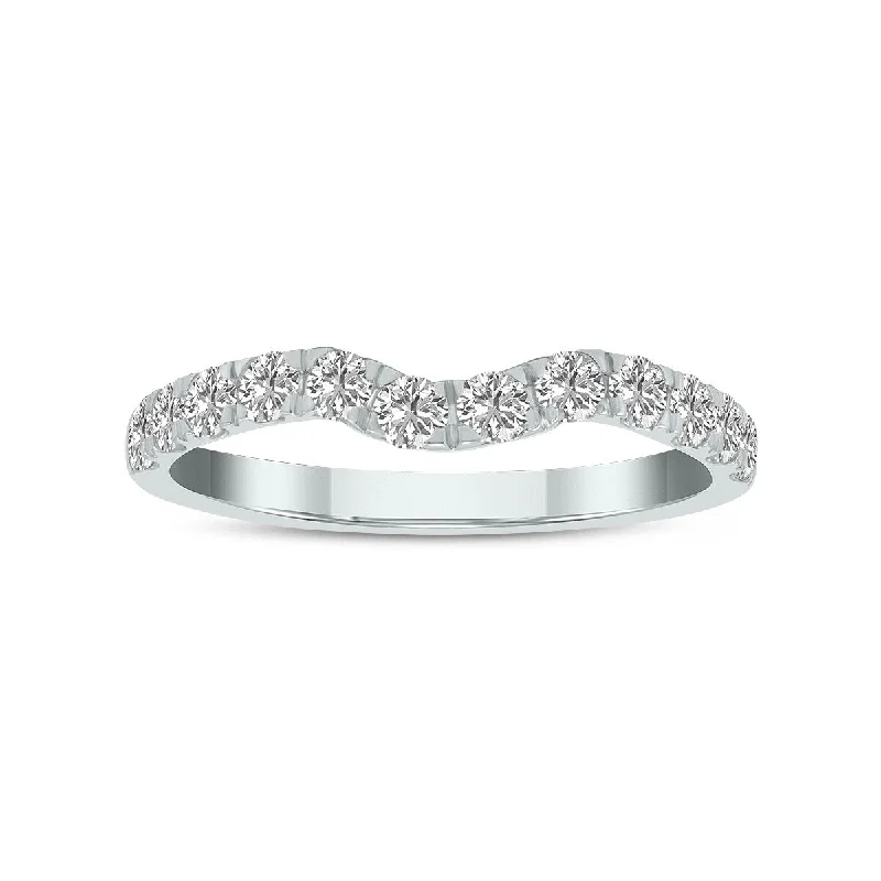 Marquee Jewels 5/8 Carat TW Round Lab Grown Diamond Wedding Band in 14K White Gold