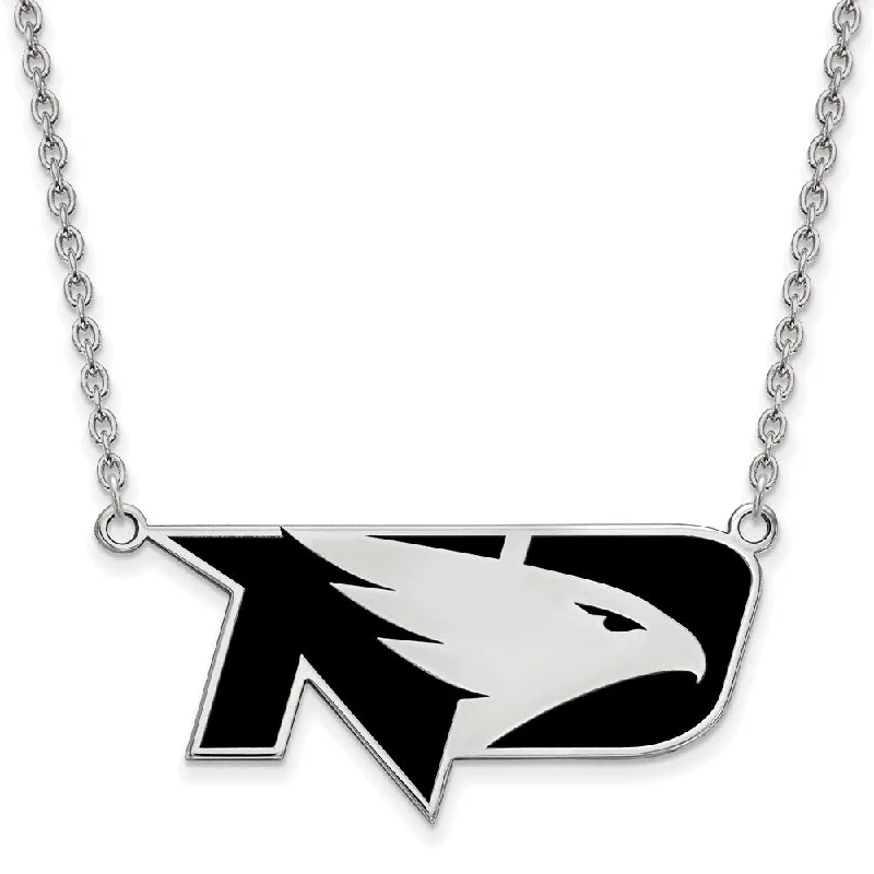 Sterling Silver North Dakota Large Enamel Logo Necklace