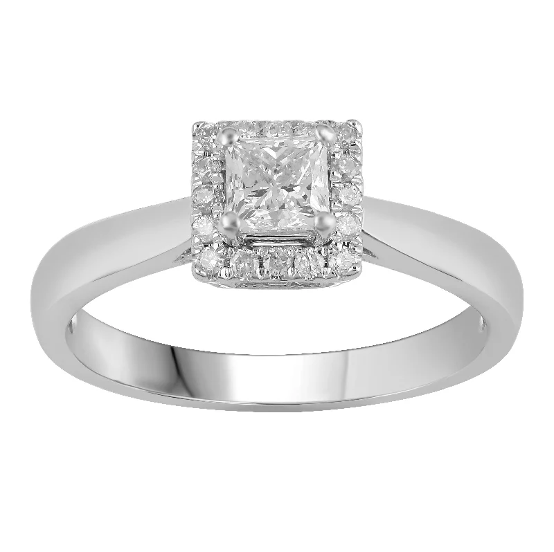 Princess Cut Ring with 1/2ct of Diamond in 18ct White Gold