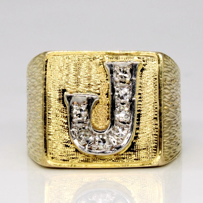 Diamond 'J' Initial Ring | 0.14ctw | SZ 7.25 |