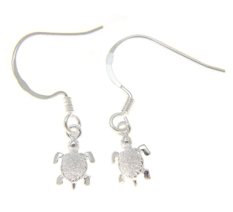 STERLING SILVER 925 HAWAIIAN SEA TURTLE HOOK EARRINGS EXTRA SMALL 6.5MM