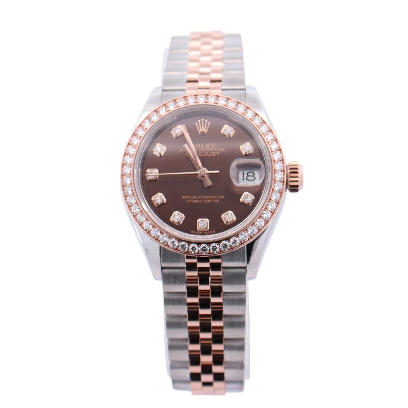 Rolex Datejust 28mm Chocolate Diamond Dot Dial Watch  Reference #: 279381