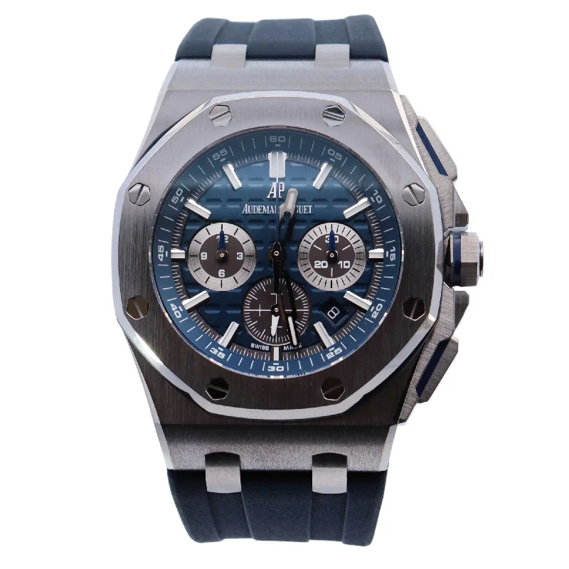 Audemars Piguet Royal Oak Offshore Titanium 42mm Blue Chronograph Dial Watch Reference# 26480TI.OO.A027CA.01