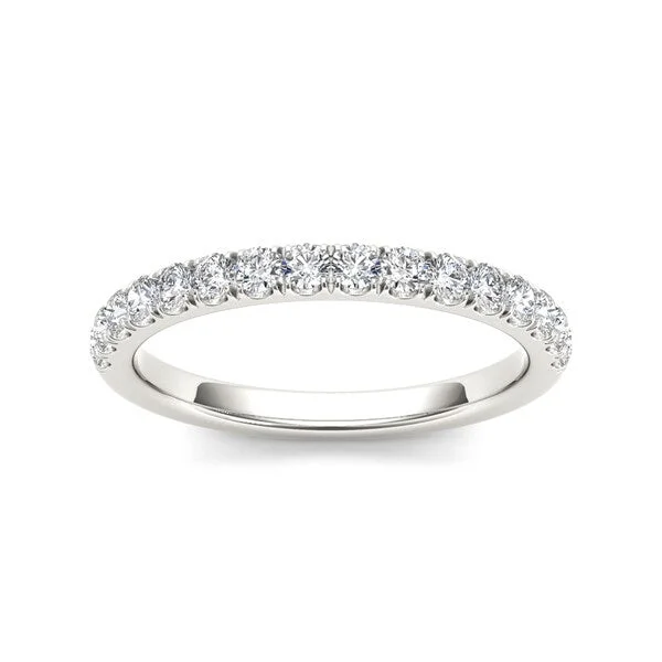 De Couer IGI Certified 14k White Gold 2/5ct TDW Diamond Wedding Band - White H-I