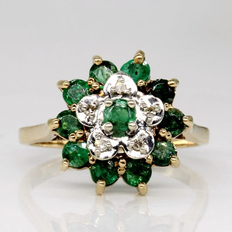 Emerald & Diamond Cocktail Ring | 1.00ctw, 0.03ctw | SZ 8 |