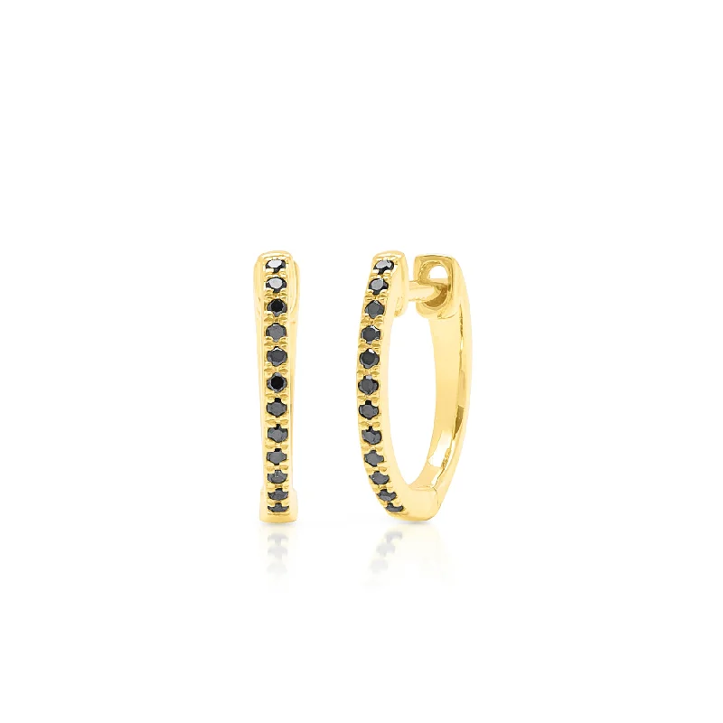 14KT Yellow Gold Black Diamond Zoe Huggie Earrings