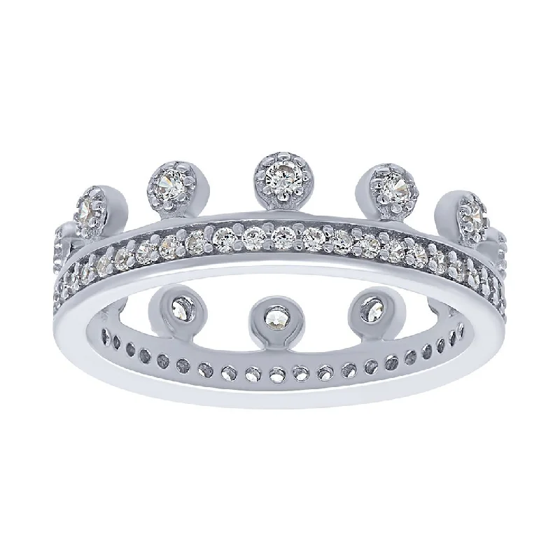 Crown Ring with Cubic Zirconia in Sterling Silver