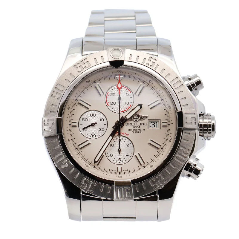 Breitling Super Avenger II Stainless Steel 48mm Ivory Stick Dial Watch Reference# A13371