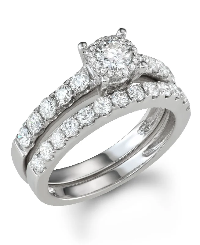 Double Halo Ring with 1.45ct of Diamonds in 14ct While Gold