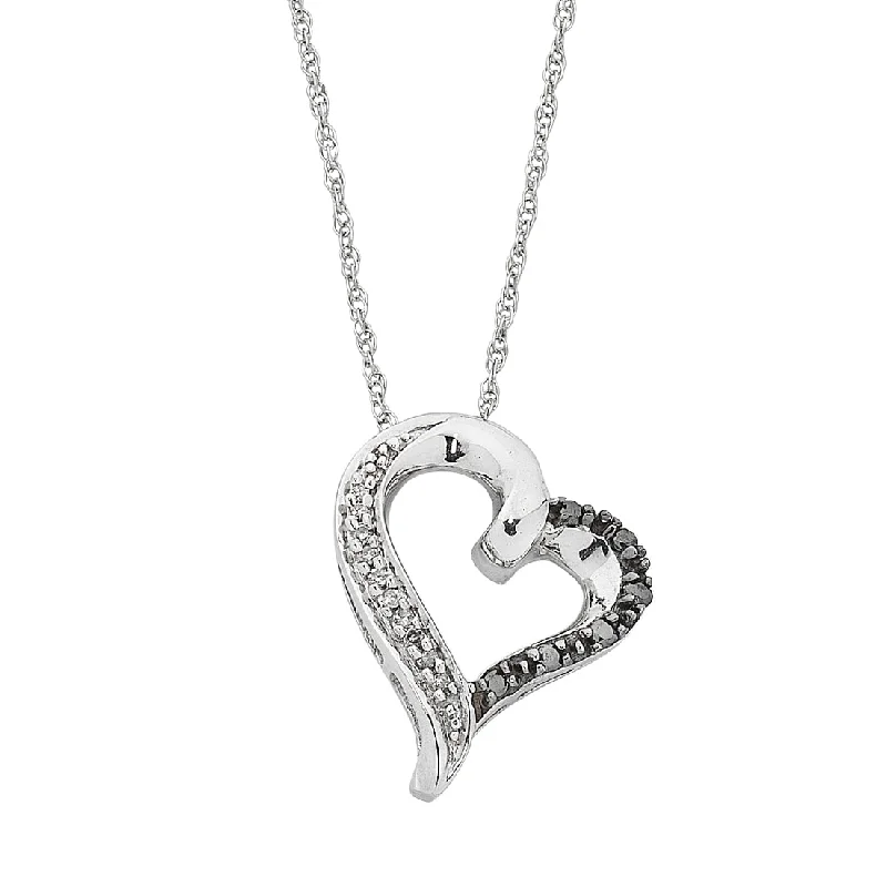 10ct White Gold Diamond Set Heart Necklace