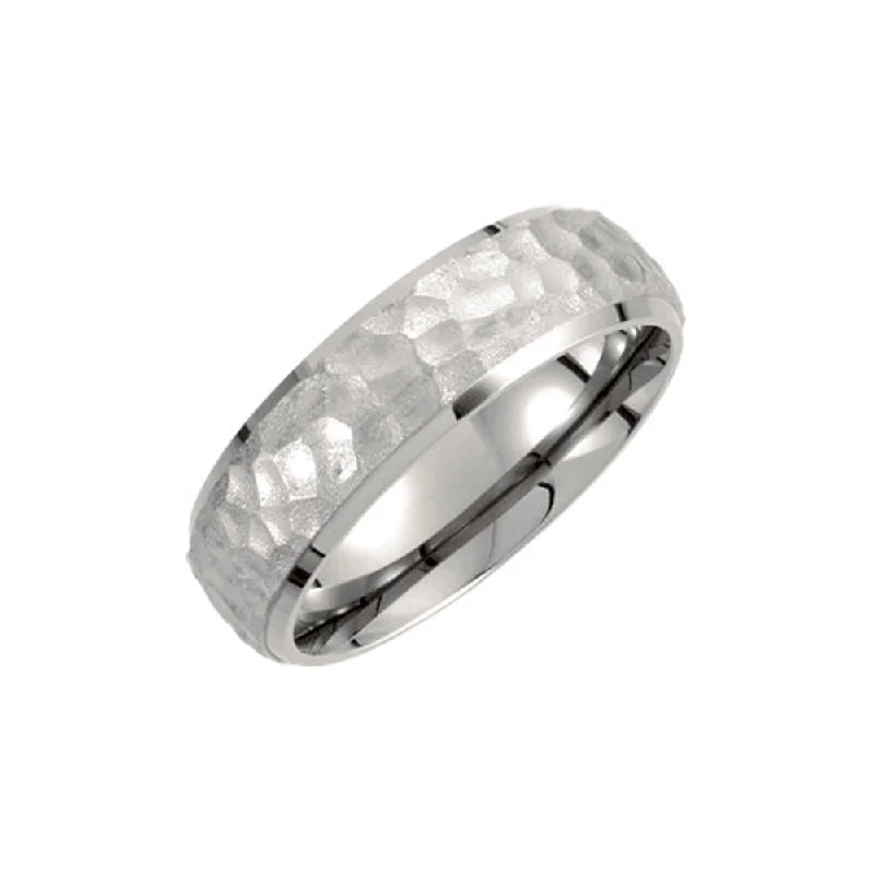 7mm Titanium Hammered Domed Comfort Fit Band