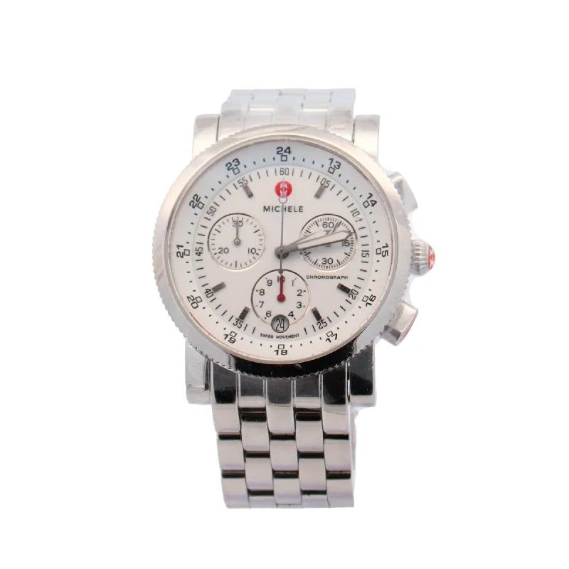 Michele Sport Sail Chronograph Stainless Steel 38mm White Chronograph Dial Watch Reference# MW01C00D9001