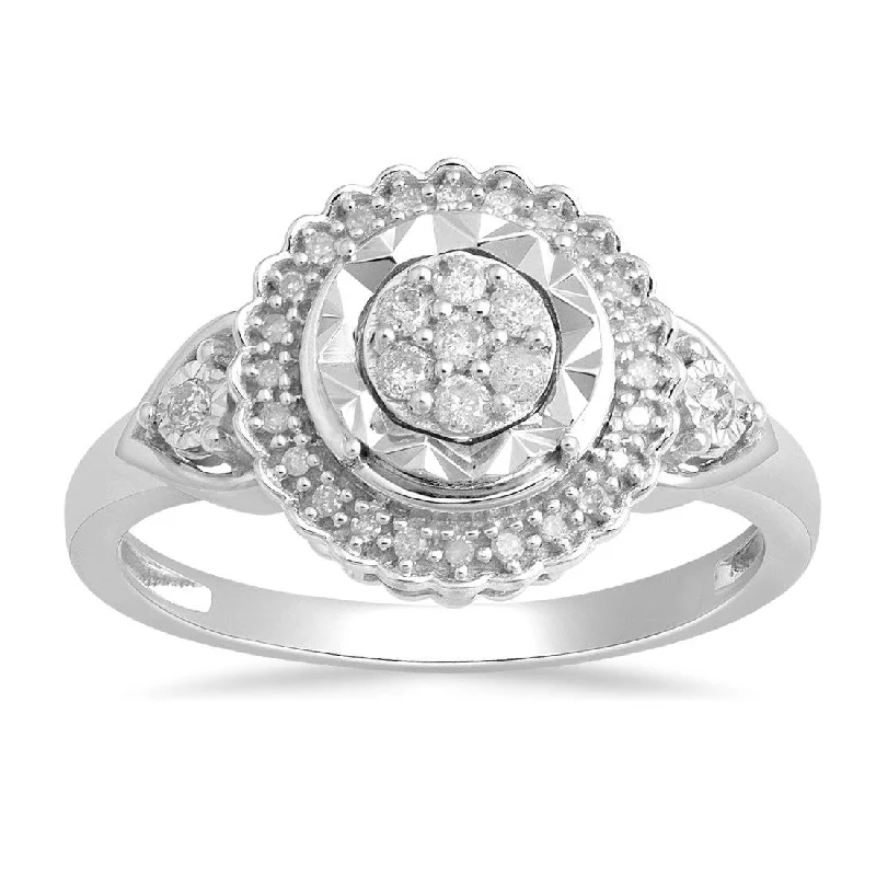 Miracle Halo Ring with 1/5ct of Diamonds in Sterling Silver