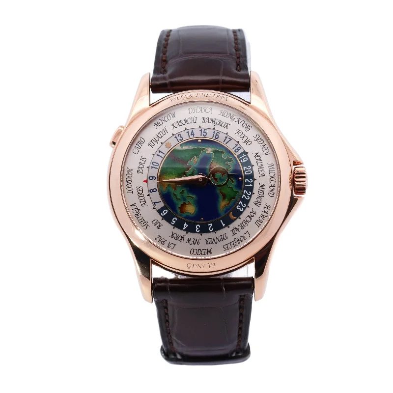 Patek Philippe World Time Rose Gold 39.5mm White Dot Dial Watch Reference# 5131R-001