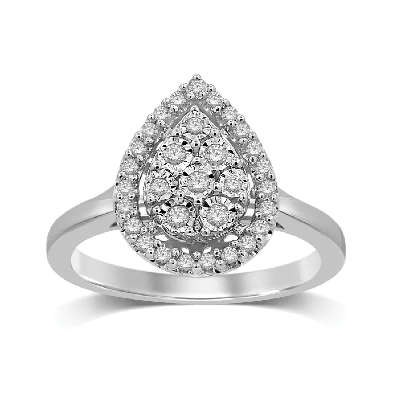 Sterling Silver 0.25ct Diamond Pear Ring