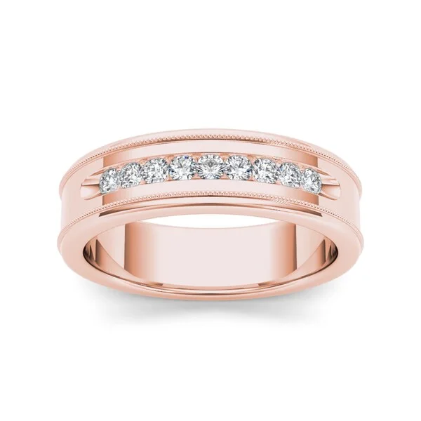 De Couer 14k Rose Gold 1/3ct TDW Diamond Men's Wedding Band - Pink