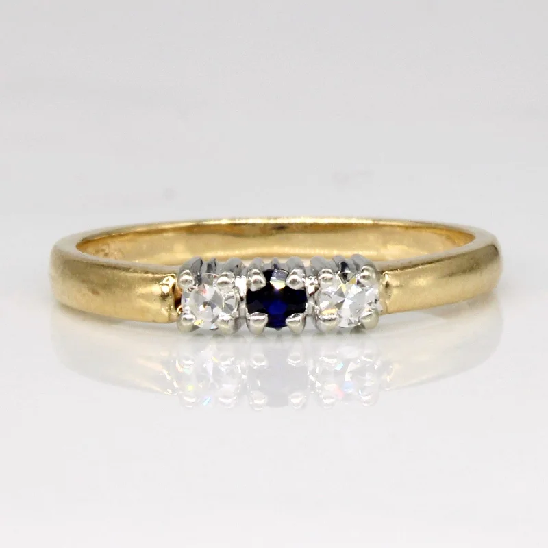 Diamond & Sapphire Three Stone Ring | 0.07ctw, 0.04ct | SZ 4.5 |