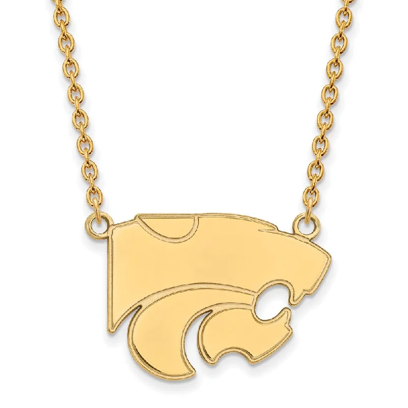 14k Gold Plated Silver Kansas State Lg Wildcat Pendant Necklace