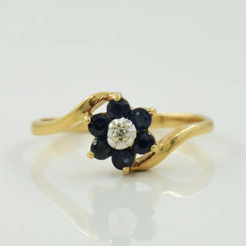 Blue Sapphire & Diamond Bypass Ring | 0.25ctw, 0.005ct | SZ 5 |