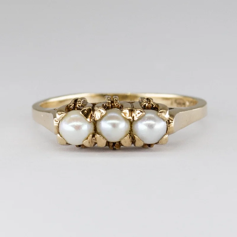 Vintage Three Pearl 10k Ring | SZ 7.75 |