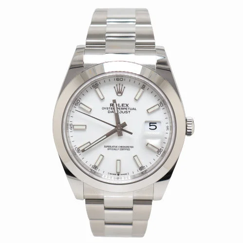 Rolex Datejust Stainless Steel 41mm White Stick Dial Watch Reference #: 126300