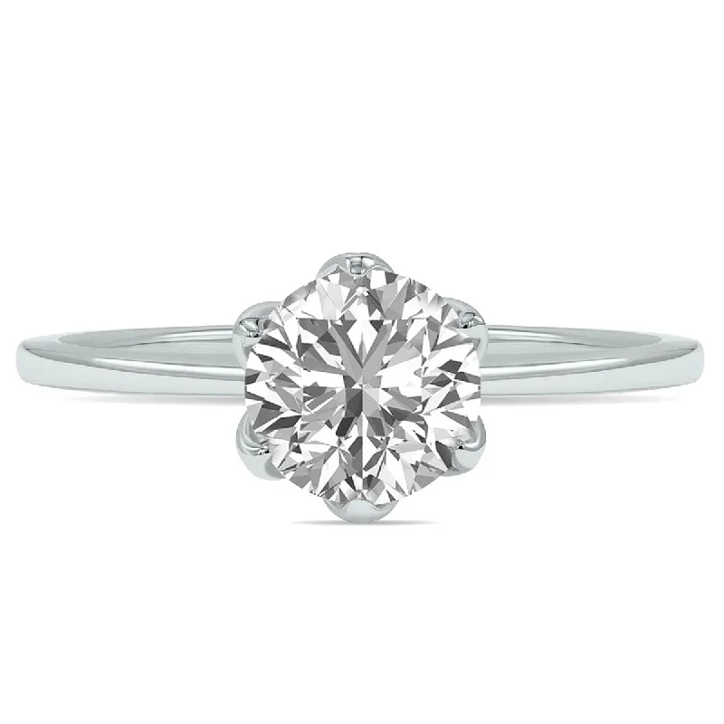 Marquee Lab Grown 1 Carat Diamond Solitaire Ring in 14K White Gold (F-G Color, VVS1-VVS2 Clarity)