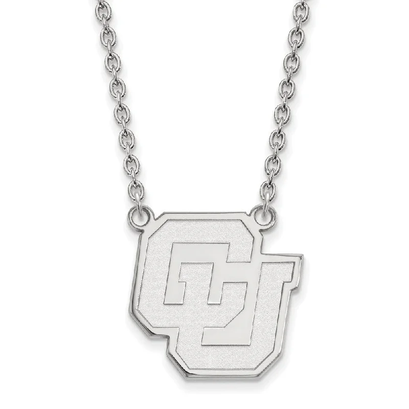 10k White Gold U of Colorado Large Pendant Necklace