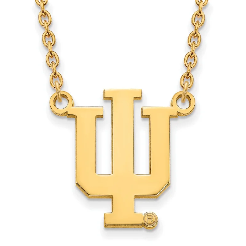 14k Gold Plated Silver Indiana U Large 'IU' Pendant Necklace