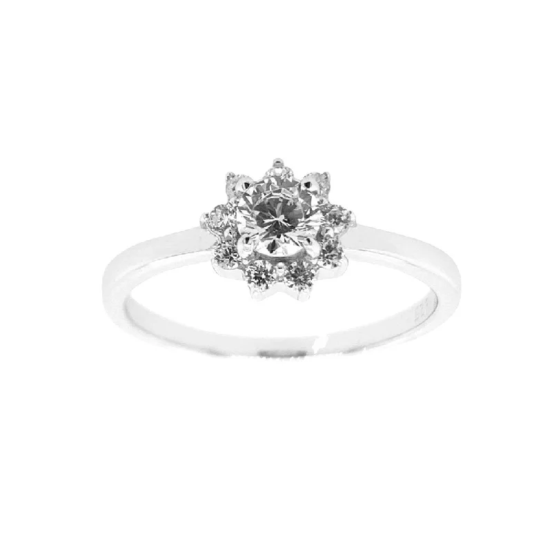 Sterling Silver Cubic Zirconia Claw Surround Ring