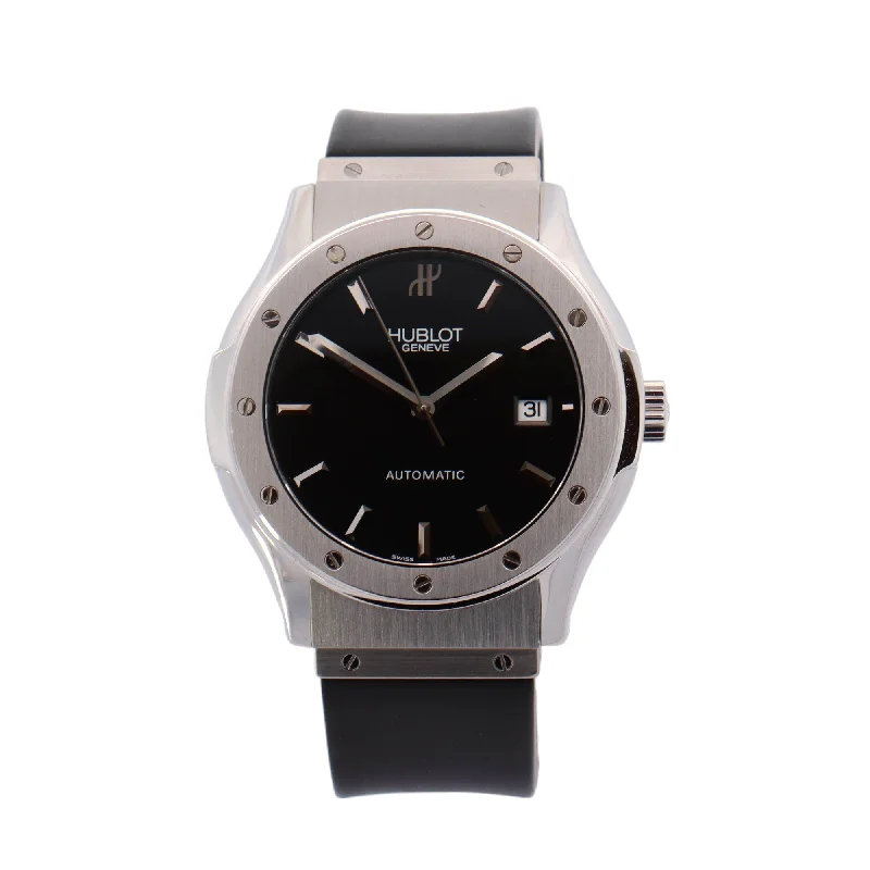 Hublot Classic Fusion Stainless Steel 41mm Black Stick Dial Watch Reference #: B1915.1