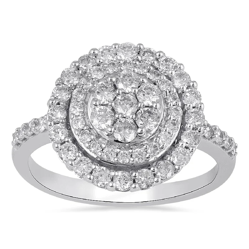 Brilliant Illusion Cluster Ring with 1.00ct of Diamonds in 9ct White Gold