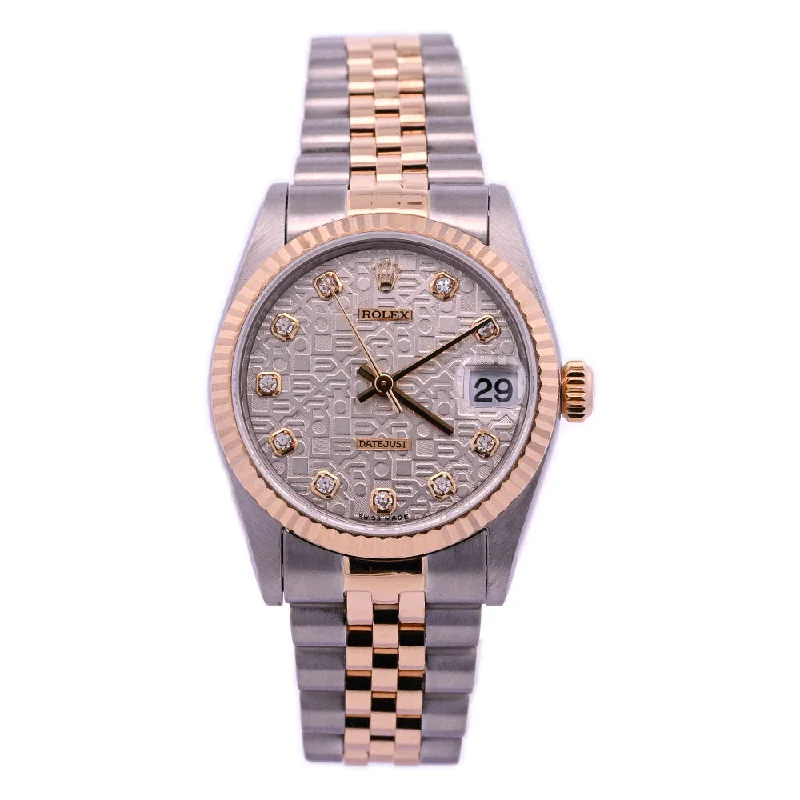 Rolex Datejust Two Tone Yellow Gold & Steel 31mm White Jubilee Diamond Dial Watch Reference# 178273