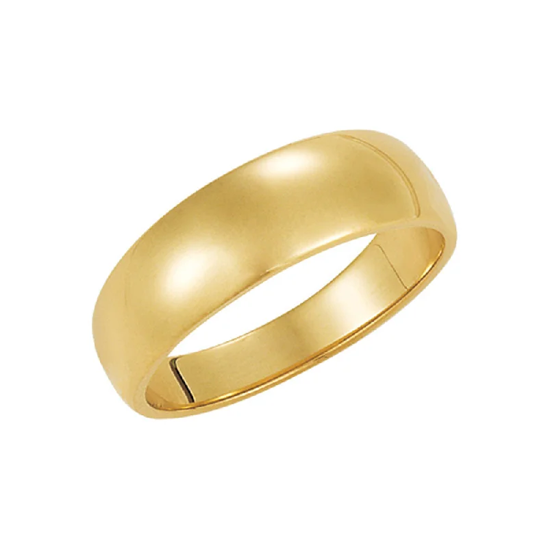 6mm Half Round Tapered Wedding Band in 14k Yellow Gold