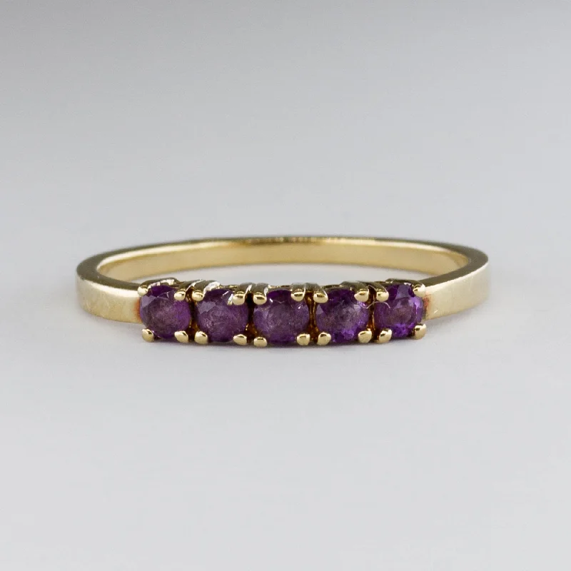 Five Stone Amethyst Ring | 0.2ctw  | SZ 7 |