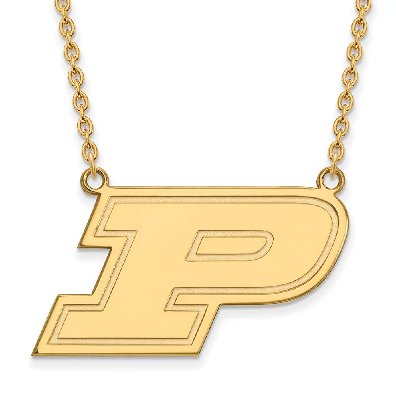 14k Gold Plated Silver Purdue Large Initial P Pendant Necklace