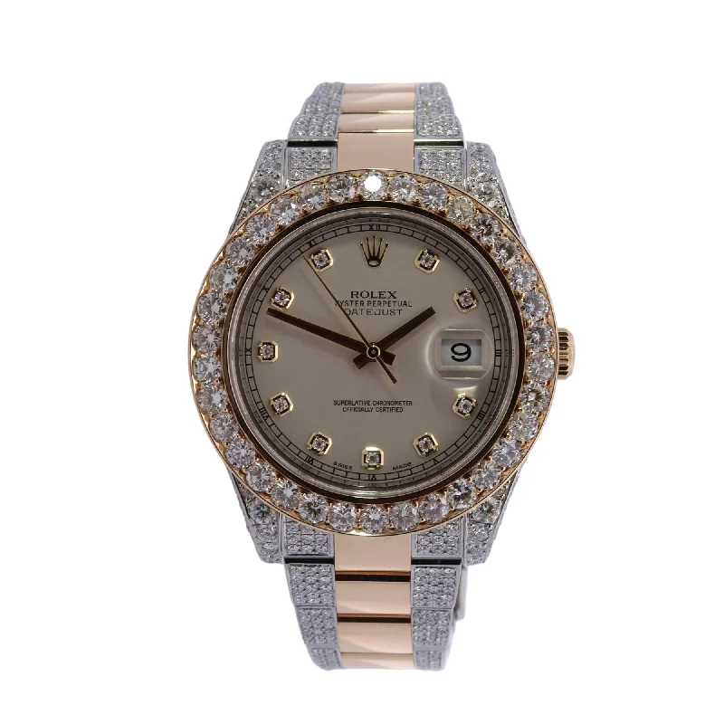 Rolex Datejust II Two Tone Yellow Gold & Steel 41mm Ivory Diamond Dial Watch Reference #: 116333