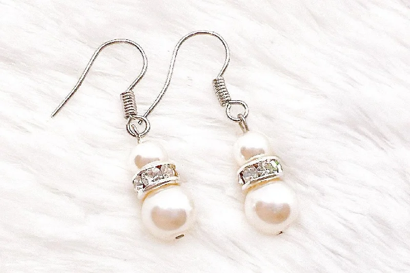 Diamond Rhinestone Pearl Earrings