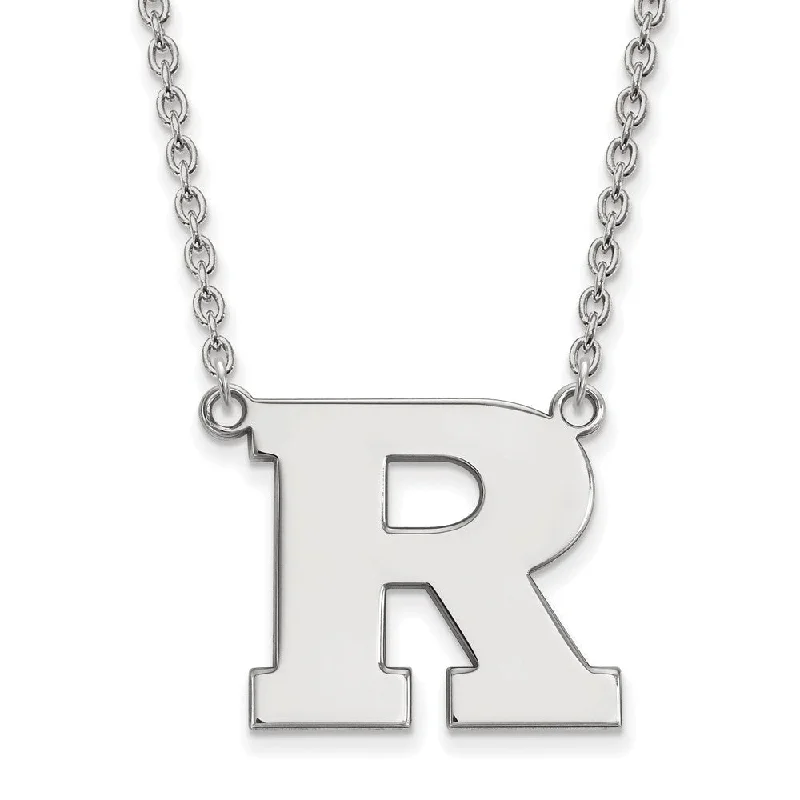 Sterling Silver Rutgers Large Initial R Pendant Necklace