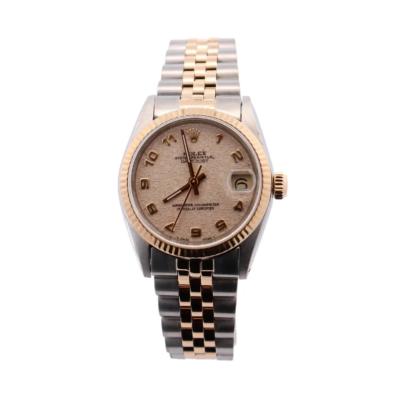 Rolex Datejust Two Tone Yellow Gold & Steel 31mm Ivory Arabic Jubilee Dial Watch Reference #: 68273