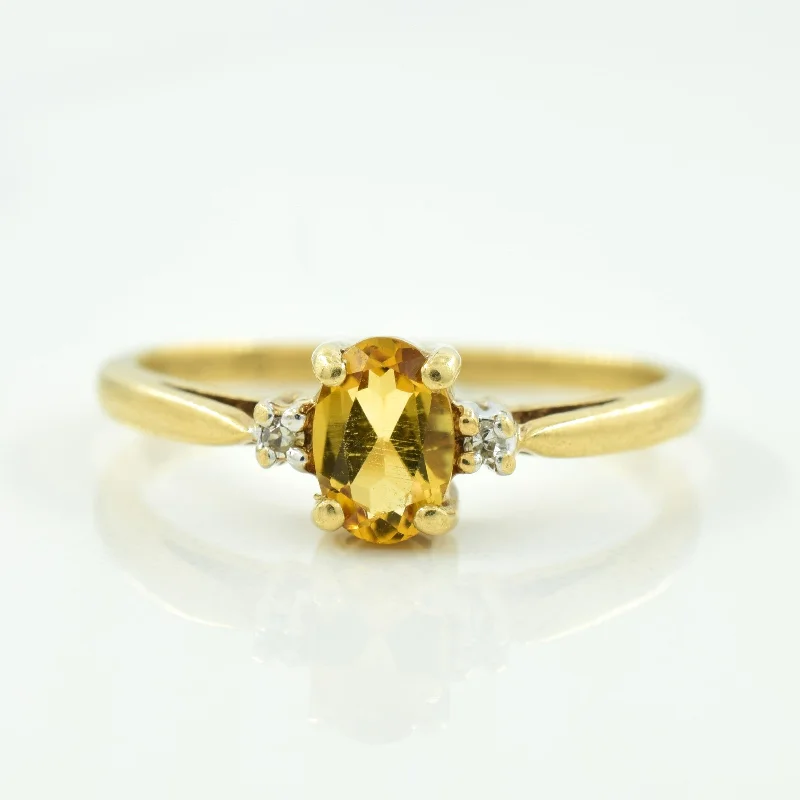 Citrine & Diamond Three Stone Ring | 0.30ct, 0.02ctw | SZ 6.25 |